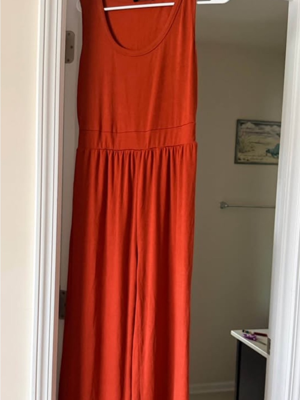 Women's Sleeveless Wide-Leg Jumpsuit - Burnt Orange